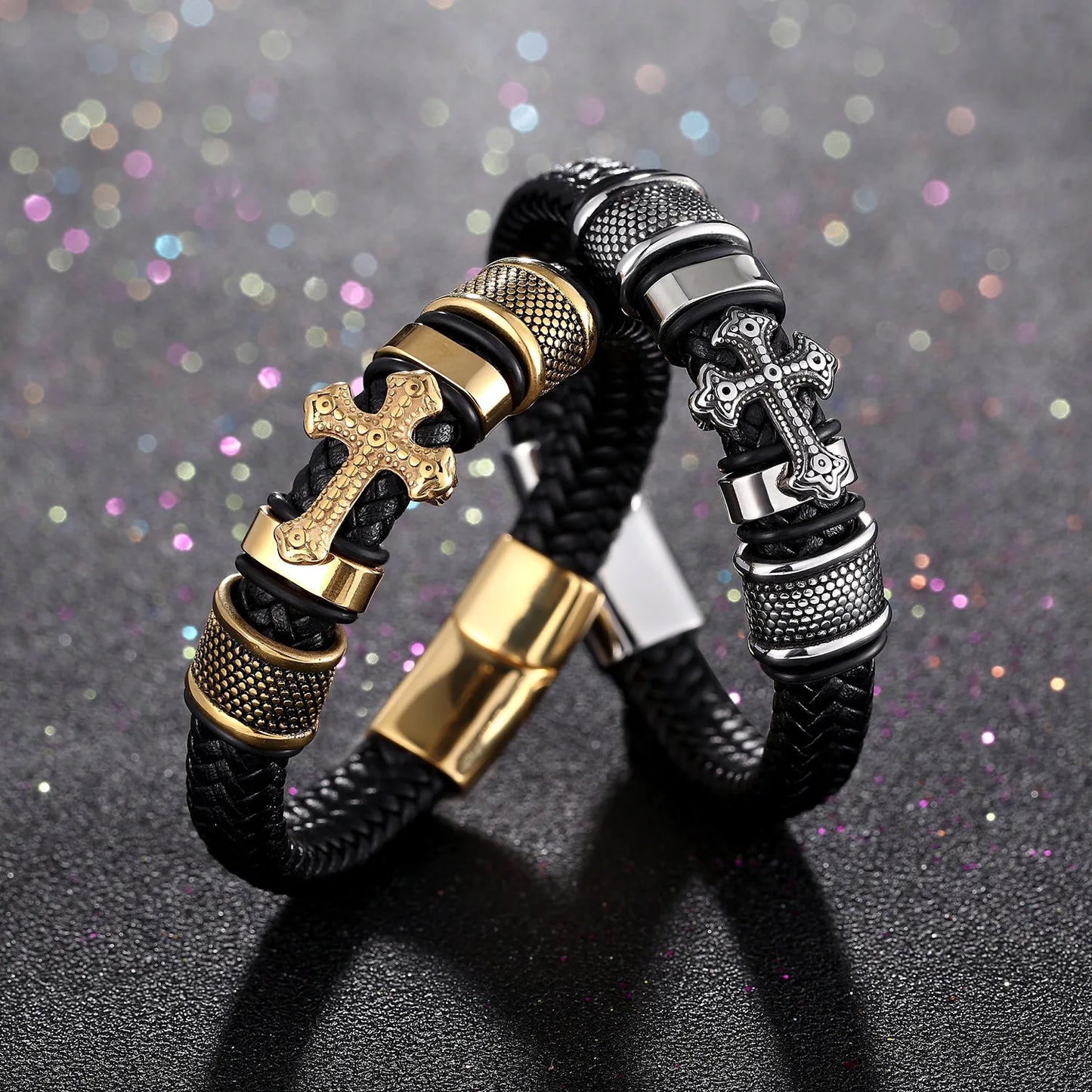 Christianity Cross Leather Bracelet
