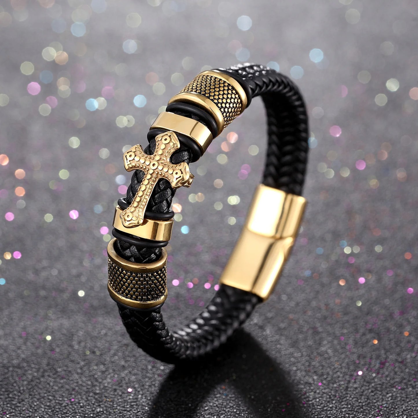 Christianity Cross Leather Bracelet