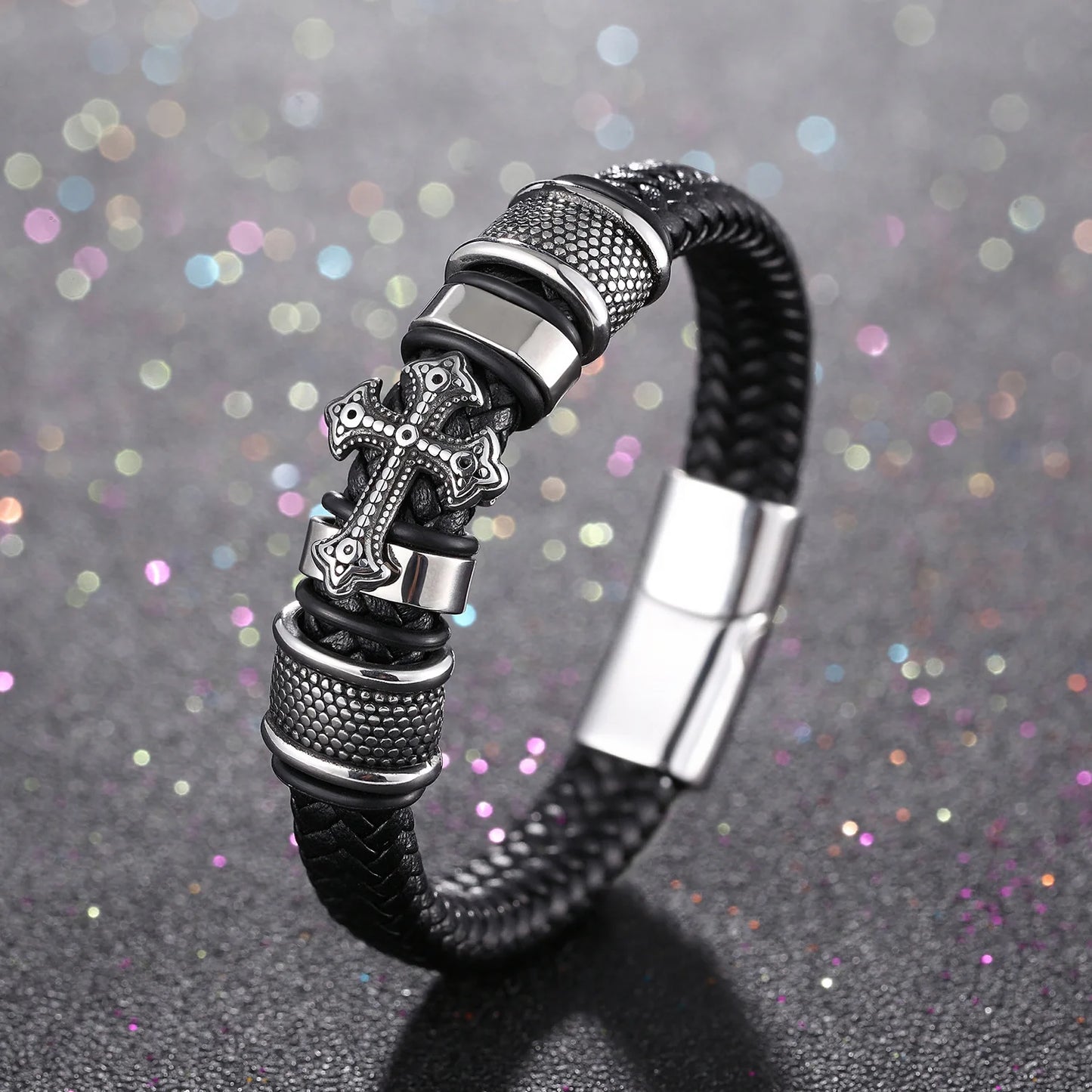Christianity Cross Leather Bracelet