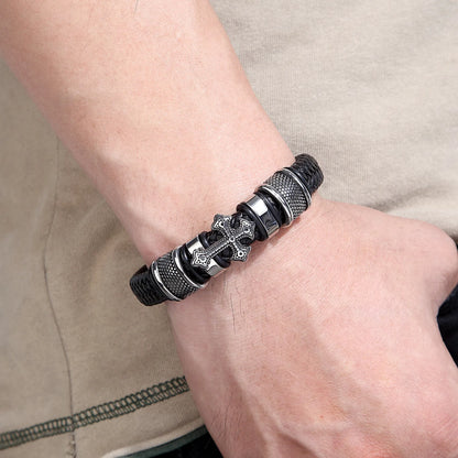 Christianity Cross Leather Bracelet