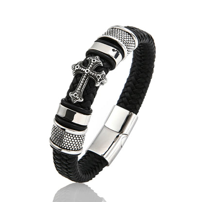 Christianity Cross Leather Bracelet