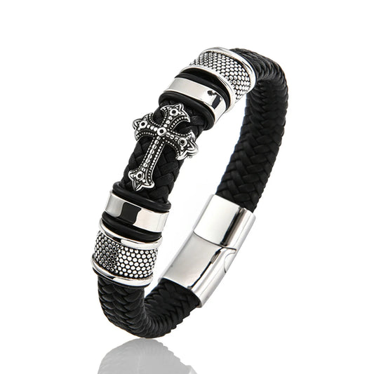 Christianity Cross Leather Bracelet