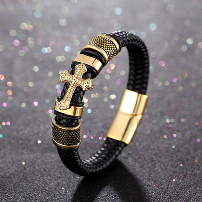 Christianity Cross Leather Bracelet