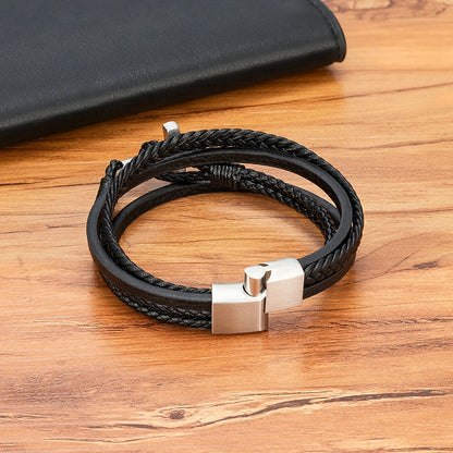Cross Men's Leather Bracelet