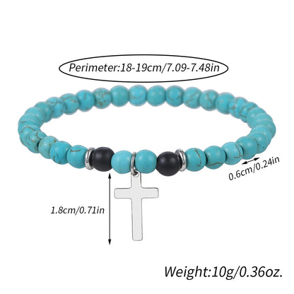 Lava Stone Men's Cross Bracelet